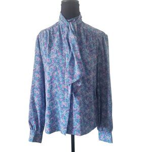 Vintage 70s Pendleton‎ Country Sophisticates Petite Floral Blouse Scarf Collar